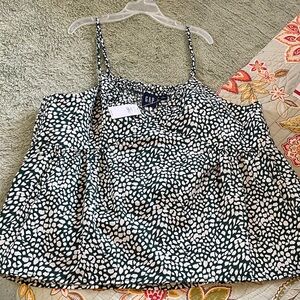 GAP Women's Green and White Patterned Camisole